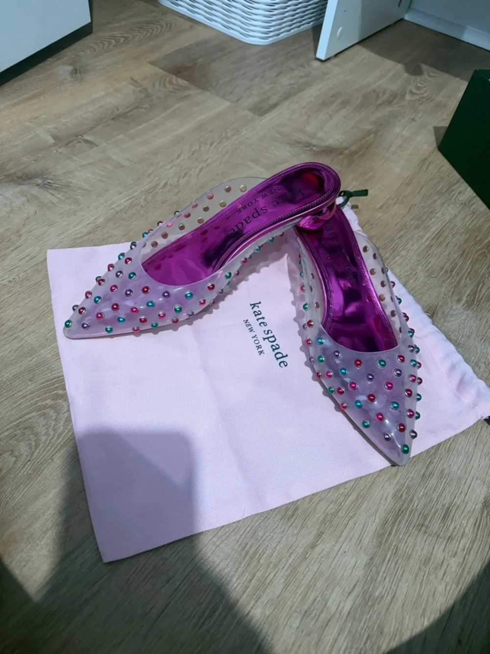 kate spade Pink Clear Mule with Multicolored Studs - Picture 4 of 7